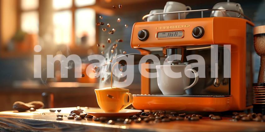 Coffee maker making coffee background - Ai Generated