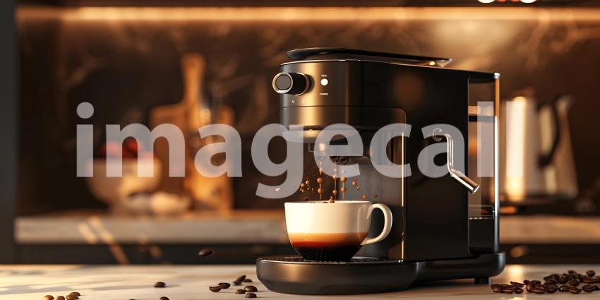 Coffee maker making coffee background - Ai Generated