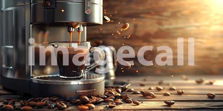 Coffee maker making coffee background - Ai Generated