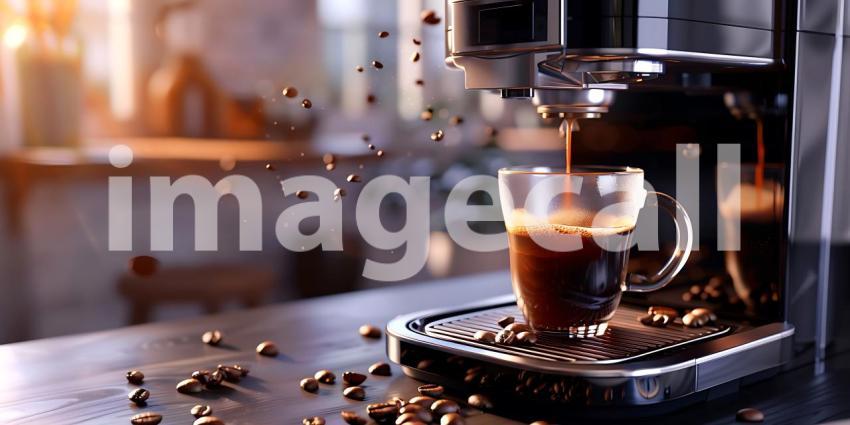 Coffee maker making coffee background - Ai Generated