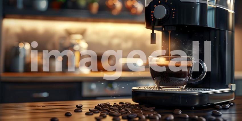 Coffee maker making coffee background - Ai Generated