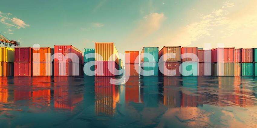 Containers cargo import or export at port background - Ai Generated