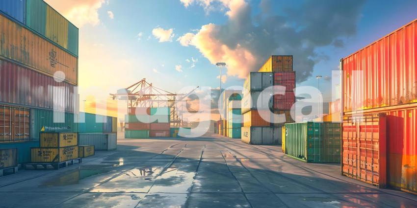 Containers cargo import or export at port background - Ai Generated