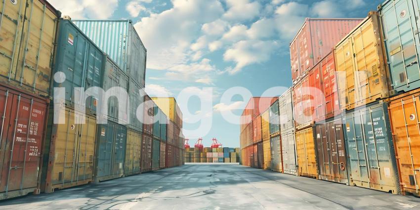 Containers cargo import or export at port background - Ai Generated