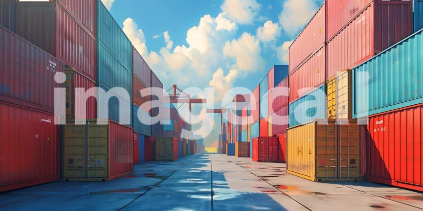 Containers cargo import or export at port background - Ai Generated