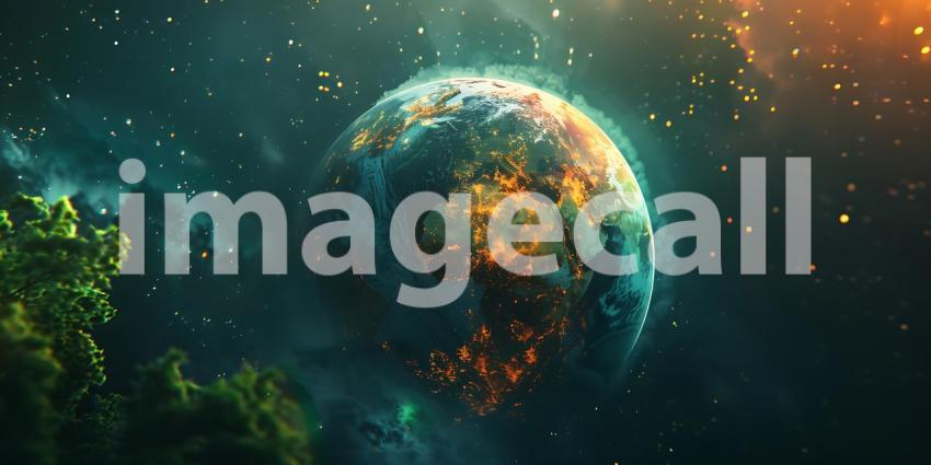 Digital Planet Earth background - Ai Generated