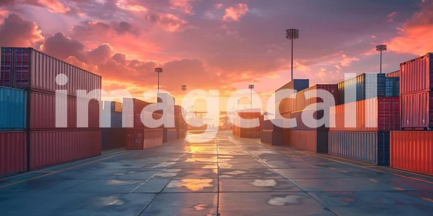 Containers cargo import or export at port background - Ai Generated