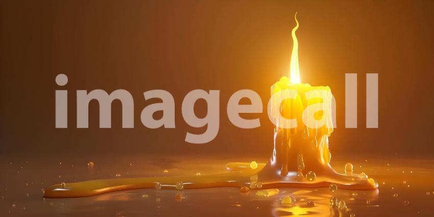 Melting candle on solid background - Ai Generated