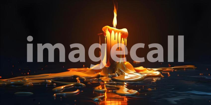 Melting candle on solid background - Ai Generated