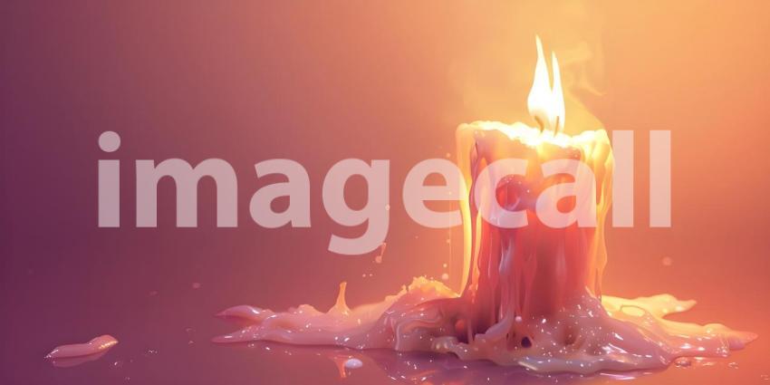 Melting candle on solid background - Ai Generated