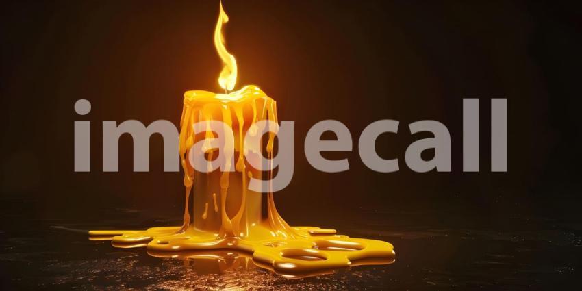 Melting candle on solid background - Ai Generated