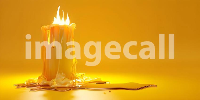 Melting candle on solid background - Ai Generated
