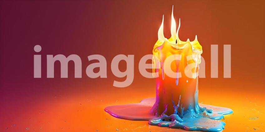Melting candle on solid background - Ai Generated