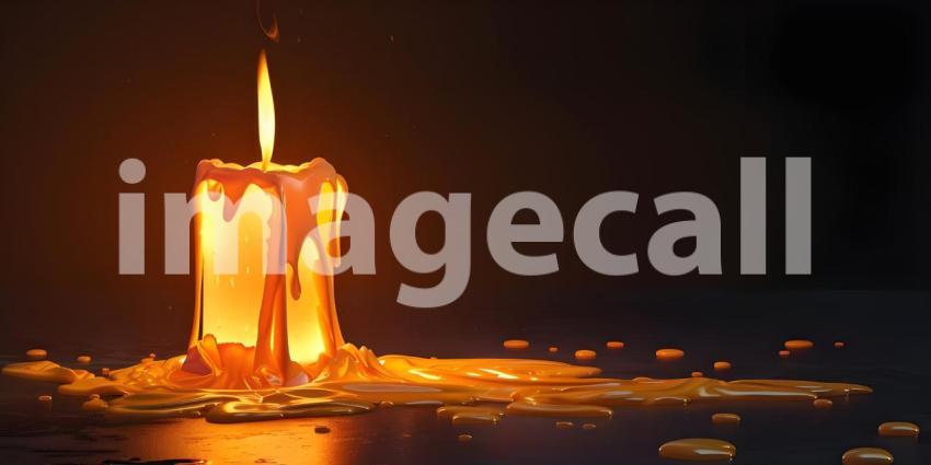 Melting candle on solid background - Ai Generated