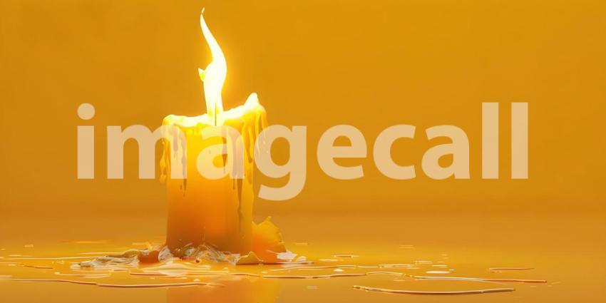 Melting candle on solid background - Ai Generated