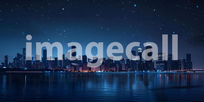 Night Skyline background - Ai Generated