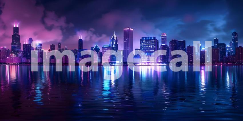 Night Skyline background - Ai Generated