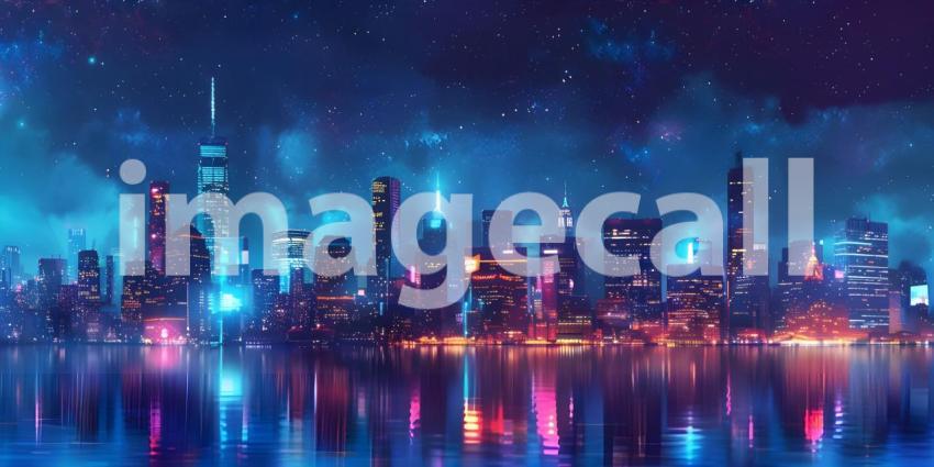 Night Skyline background - Ai Generated