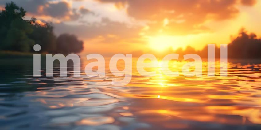 Sunset reflected in a river background - Ai Generated