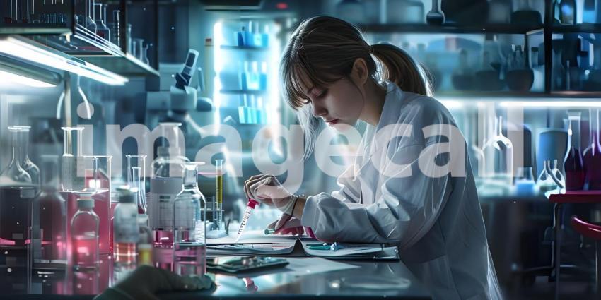 Woman working in the lab background - Ai Generated
