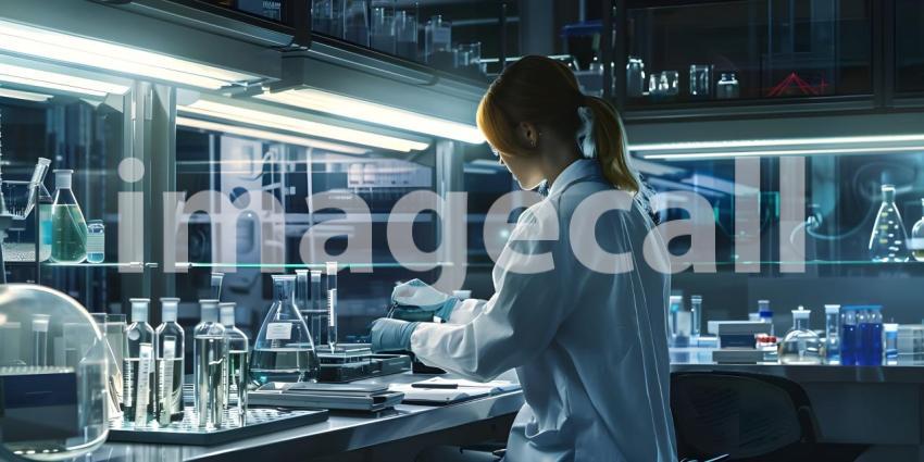 Woman working in the lab background - Ai Generated