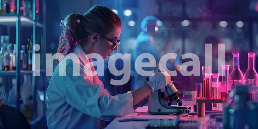 Woman working in the lab background - Ai Generated