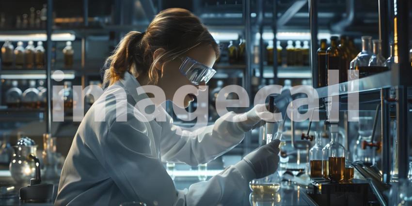 Woman working in the lab background - Ai Generated