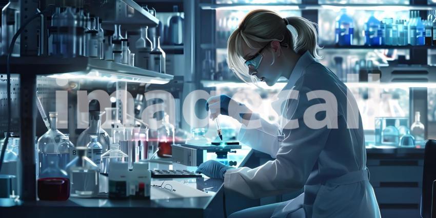 Woman working in the lab background - Ai Generated