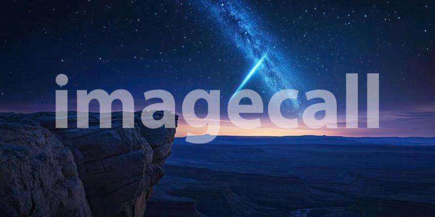 Stunning Night Sky over Cliff Edge A Breathtaking Celestial Land