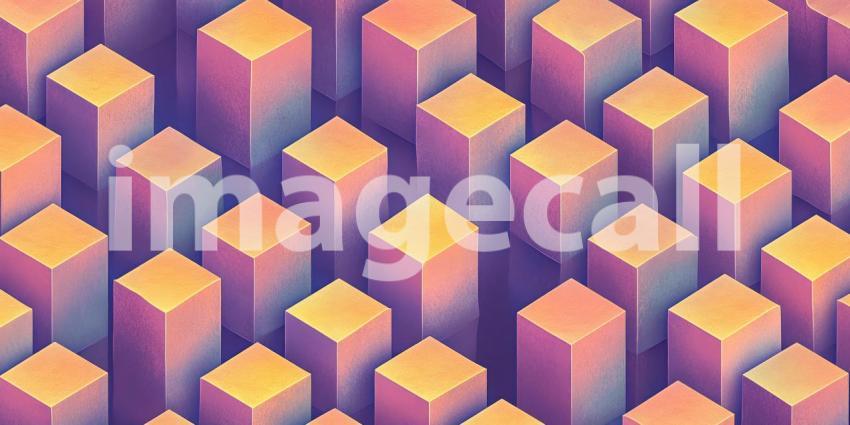 Purple and Orange Cube Pattern Abstract Geometric Background