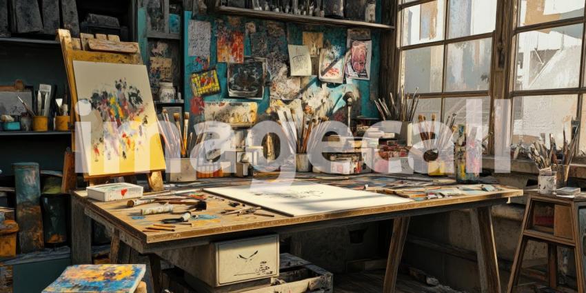 A Cluttered Artists Studio Filled with Creativity