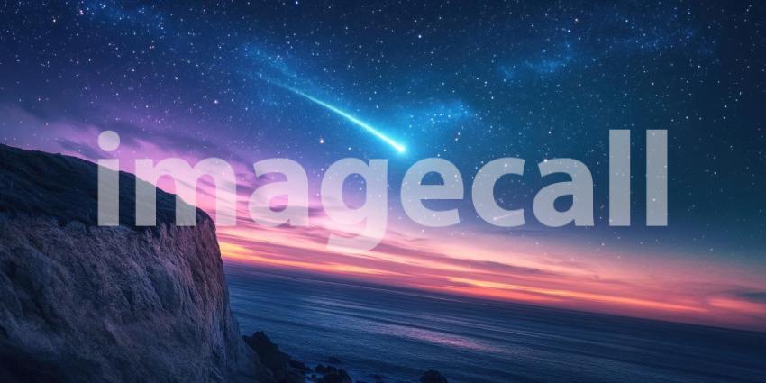 Stunning Night Sky Shooting Star over Mountain Landscape