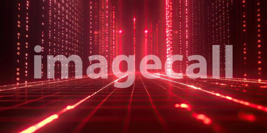 Red Digital Cityscape Futuristic Background Image