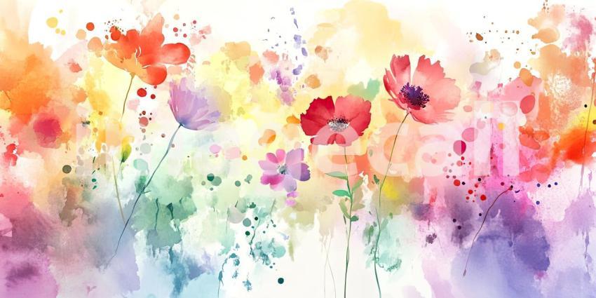 Vibrant Watercolor Flower Background Colorful Floral Art