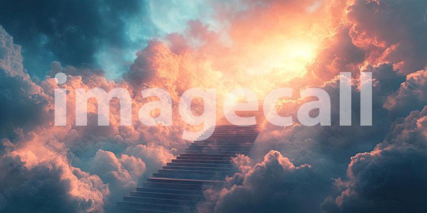 Celestial Stairway to Heaven Dreamy Cloud Wallpaper