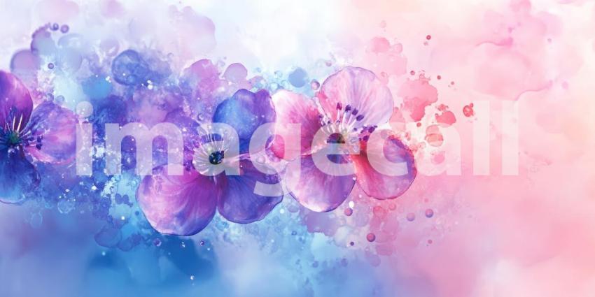 Beautiful Watercolor Flower Background Pastel Purple Pink  Blue