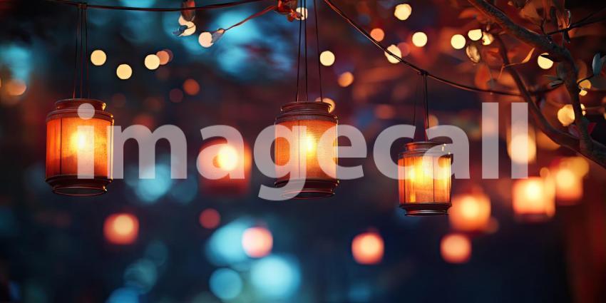 Magical Lantern Lights Enchanting Night Background