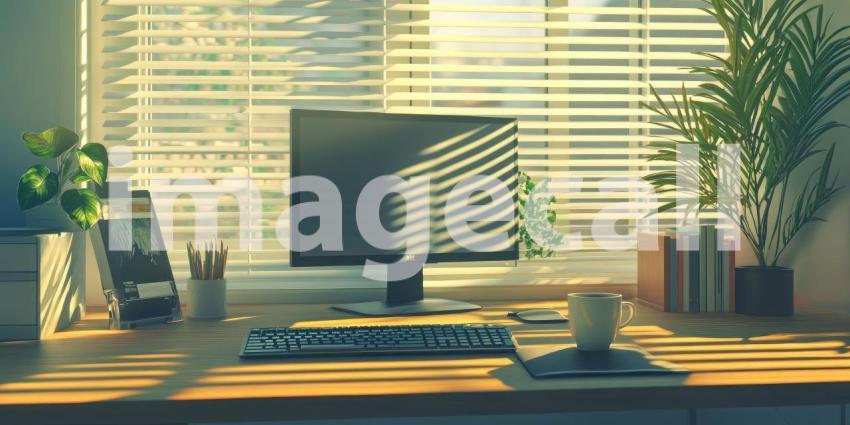 Sunlit Home Office Desk Cozy Workspace Inspiration