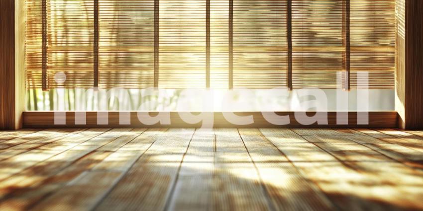 Sunlit Wooden Floor and Window Background