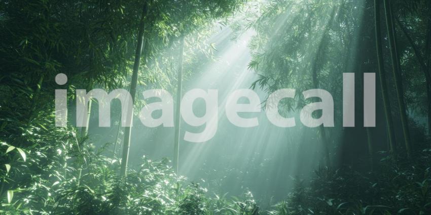 Serene Forest Sunlight Magical Green Canopy