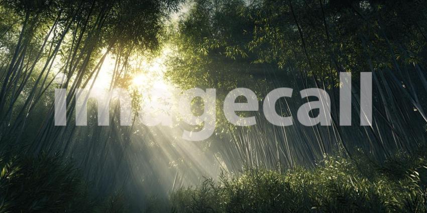 Sunbeams Through Forest Canopy