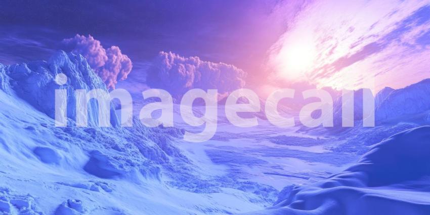 Stunning Purple Mountain Landscape Winter Wonderland Background