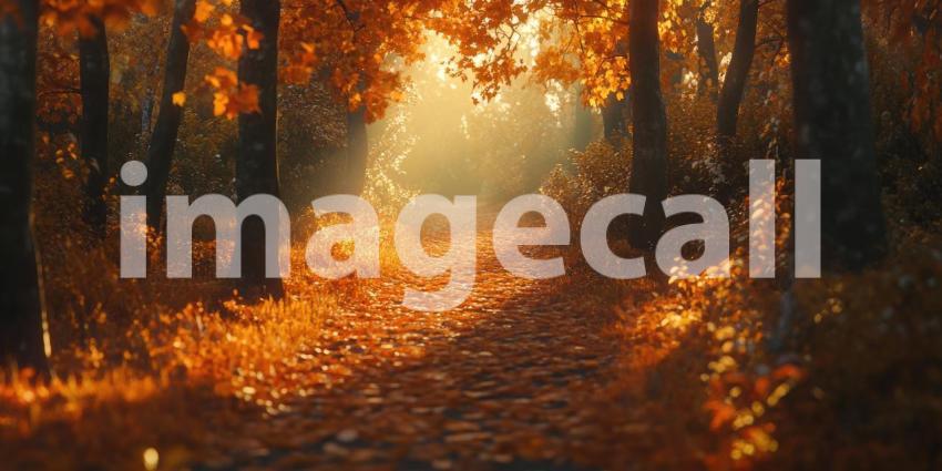 Autumn Forest Path Stunning Fall Nature Background