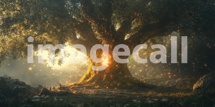 Magical Glowing Tree Fantasy Nature Background Image