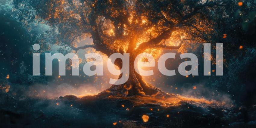 Enchanted Tree A Glowing Fantasy Art Background