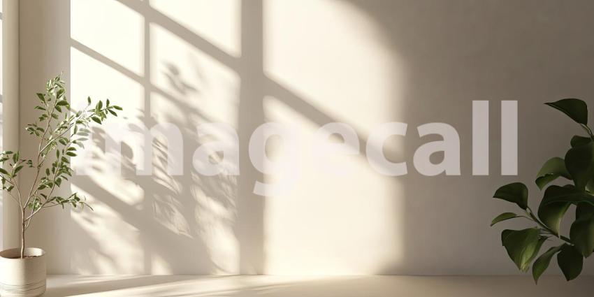 Sunlit Room with Plants Minimalist Background