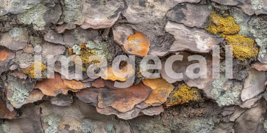 Closeup of Tree Bark Texture with Lichen