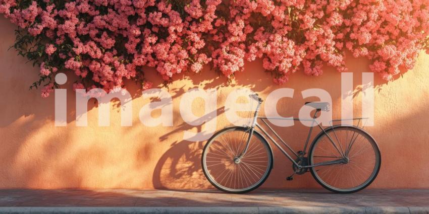 Pink Flower Bicycle Wall Stunning Spring Bicycle Photography