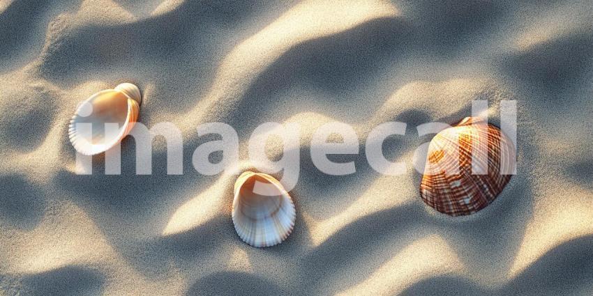 Seashells on Sandy Beach A Summers Day by the Ocean