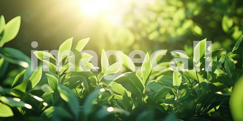 Sunlight Through Green Leaves Nature Stock Photo